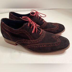 Cole Haan Nike Air Men’s 10.5 Suede Brown Oxford Wingtip Shoes Dress Casual